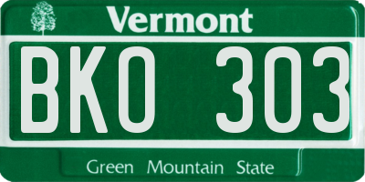 VT license plate BKO303