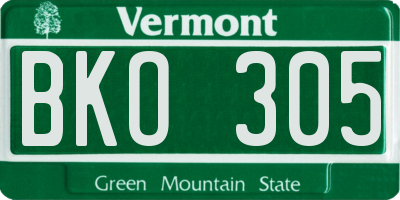 VT license plate BKO305