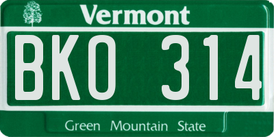 VT license plate BKO314