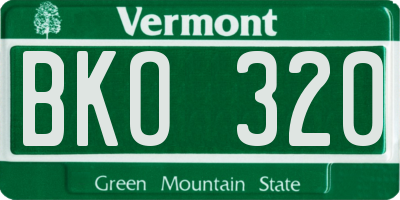 VT license plate BKO320