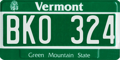 VT license plate BKO324