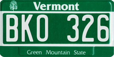 VT license plate BKO326