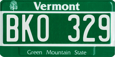 VT license plate BKO329