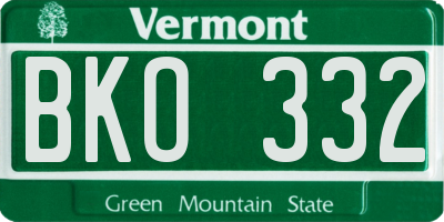 VT license plate BKO332
