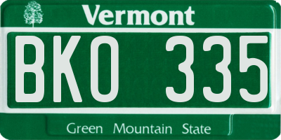 VT license plate BKO335
