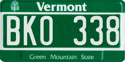 VT license plate BKO338