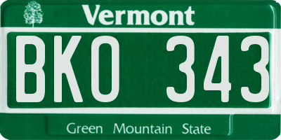 VT license plate BKO343