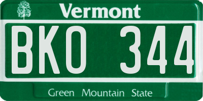 VT license plate BKO344