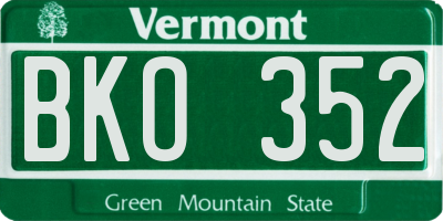 VT license plate BKO352