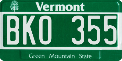 VT license plate BKO355