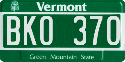 VT license plate BKO370
