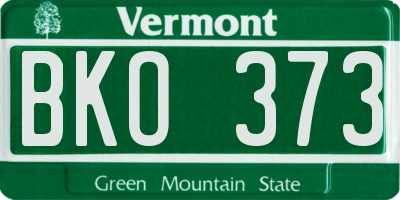 VT license plate BKO373