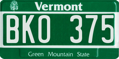 VT license plate BKO375