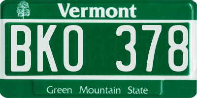 VT license plate BKO378