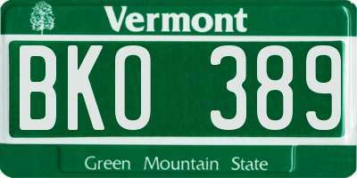 VT license plate BKO389