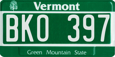 VT license plate BKO397