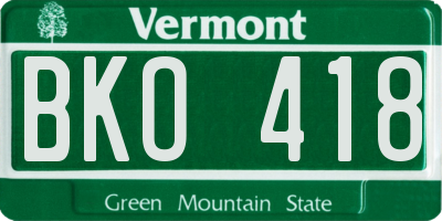 VT license plate BKO418