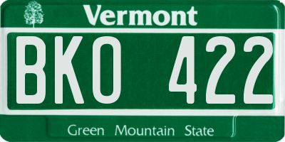 VT license plate BKO422