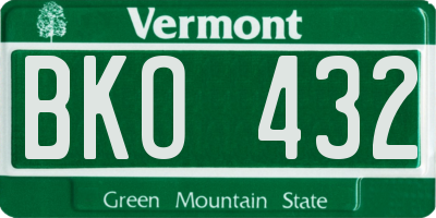 VT license plate BKO432