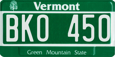 VT license plate BKO450
