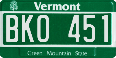 VT license plate BKO451