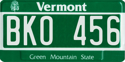 VT license plate BKO456