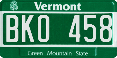VT license plate BKO458