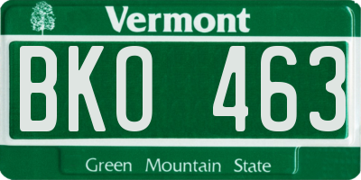 VT license plate BKO463