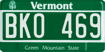 VT license plate BKO469