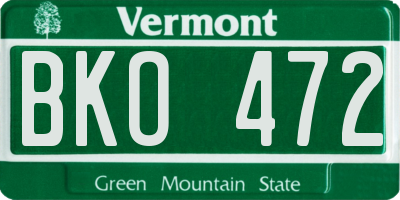 VT license plate BKO472