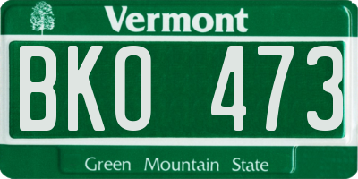 VT license plate BKO473