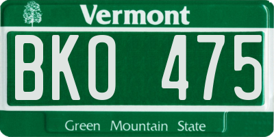 VT license plate BKO475