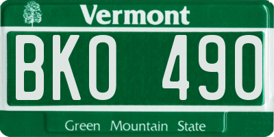 VT license plate BKO490