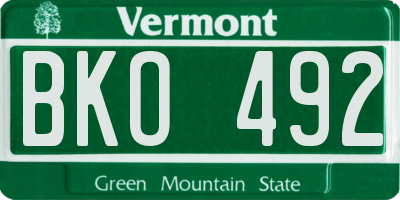 VT license plate BKO492