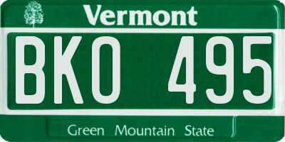 VT license plate BKO495