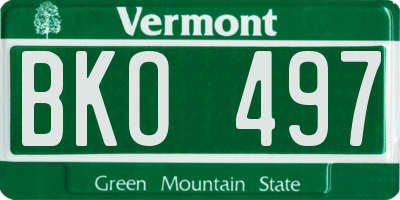 VT license plate BKO497