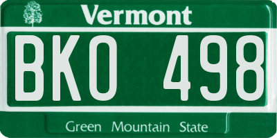 VT license plate BKO498