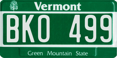 VT license plate BKO499