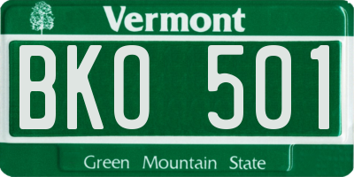 VT license plate BKO501
