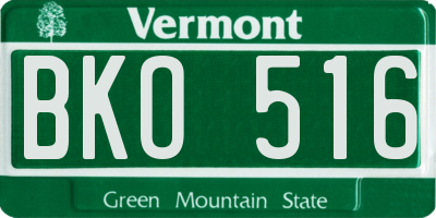 VT license plate BKO516