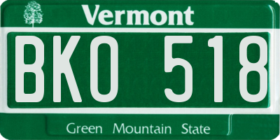 VT license plate BKO518