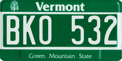 VT license plate BKO532