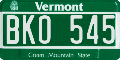 VT license plate BKO545