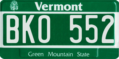 VT license plate BKO552