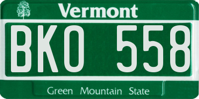 VT license plate BKO558