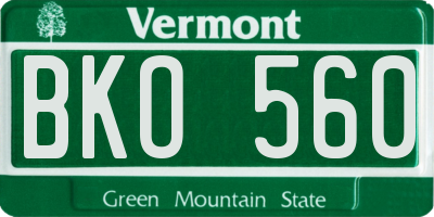VT license plate BKO560