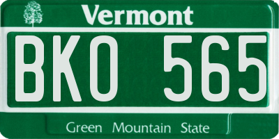 VT license plate BKO565