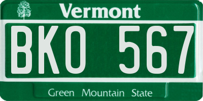 VT license plate BKO567