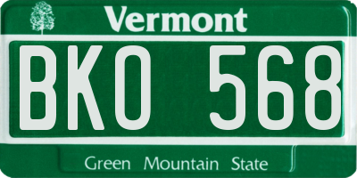 VT license plate BKO568