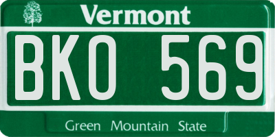 VT license plate BKO569